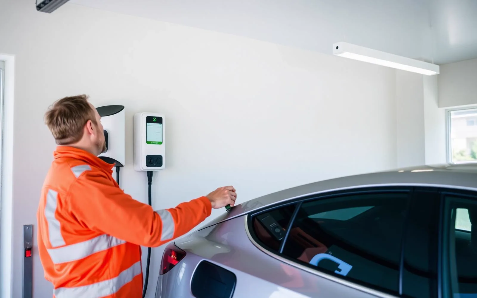Installation d'une borne de recharge murale par un technicien